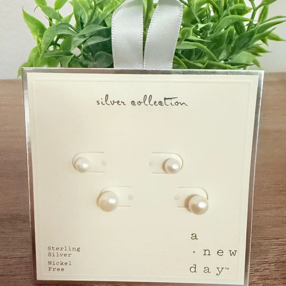 A New Day Sterling Silver Pearl Earrings